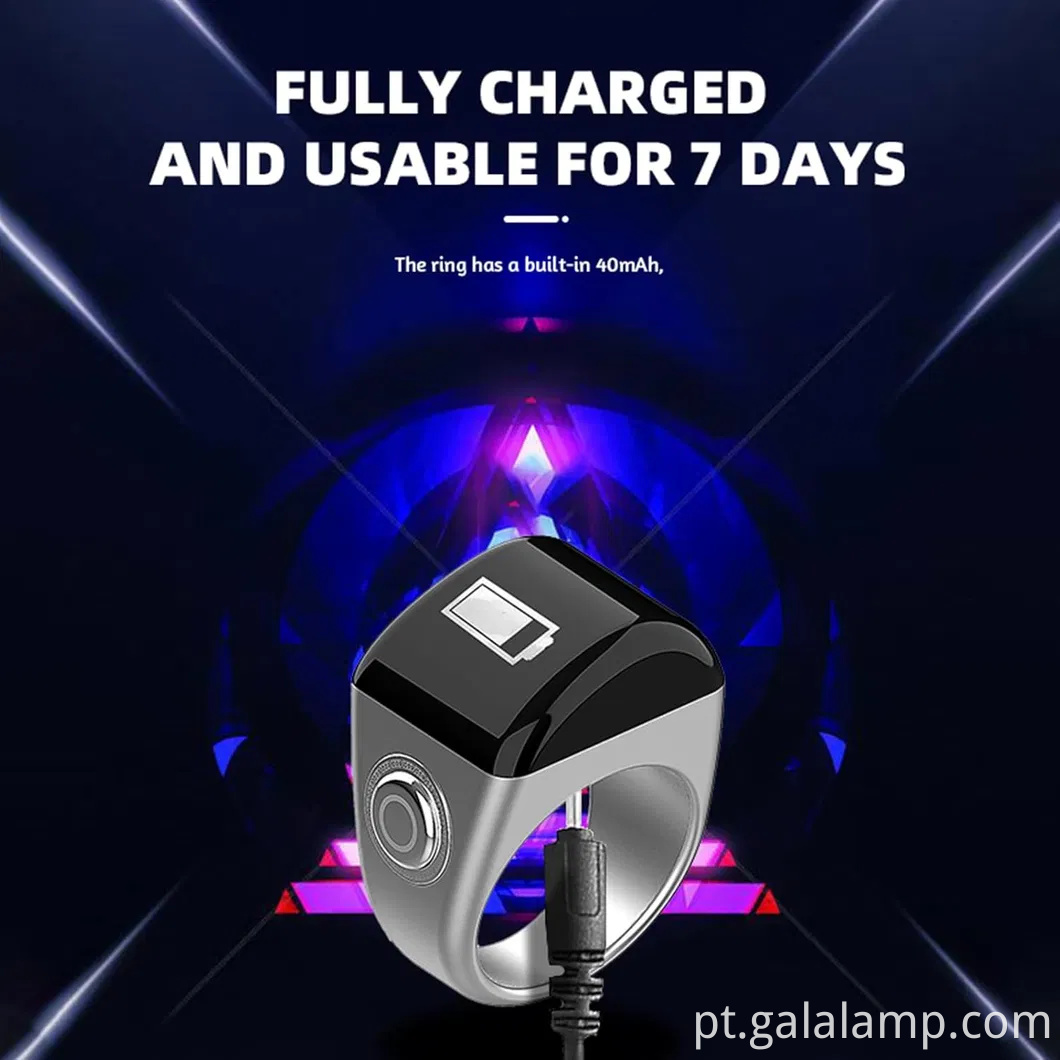 Anéis digitais inteligentes Tasbih - balcão de oração à prova d'água com tela OLED